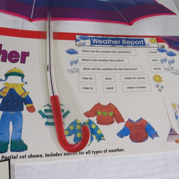 Weather Report with Teddy Bear Dress Up LAMINATED BULLETIN BOARD SET 1990s - Picture 3 of 10